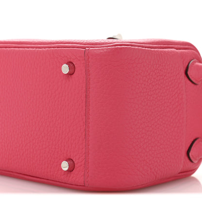 Hermes Taurillon Clemence Mini Lindy 20 Rose Extreme 10 of 12