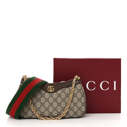 Gucci GG Supreme Monogram Textured Dollar Calfskin Web Small Ophidia GG Handbag Beige Ebony New Acero 13 of 13