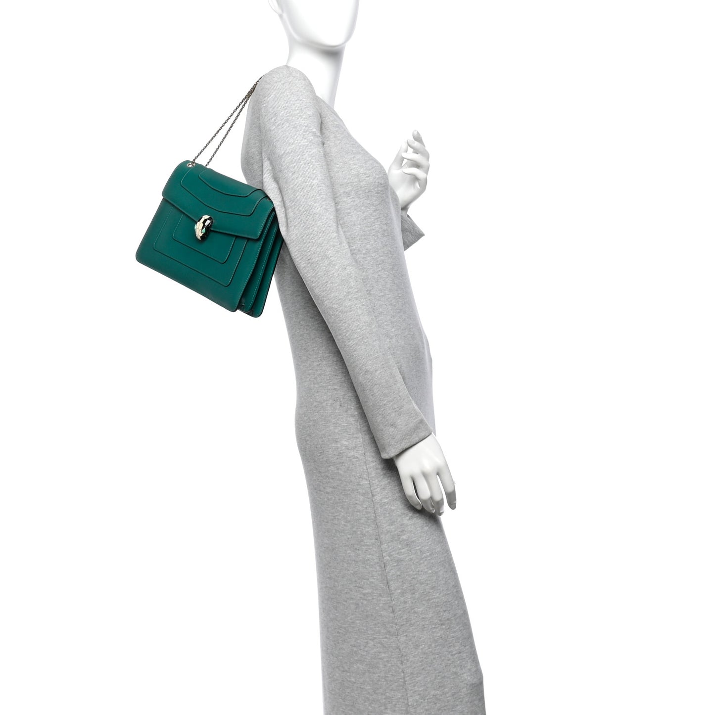 Calfskin Serpenti Forever Shoulder Bag Emerald Green