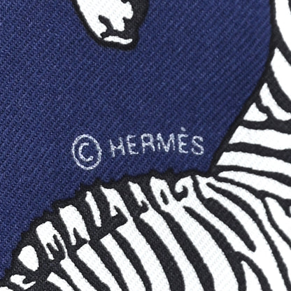 Hermes Silk Les Zebres Twilly Gris Marine Black White 3 of 3