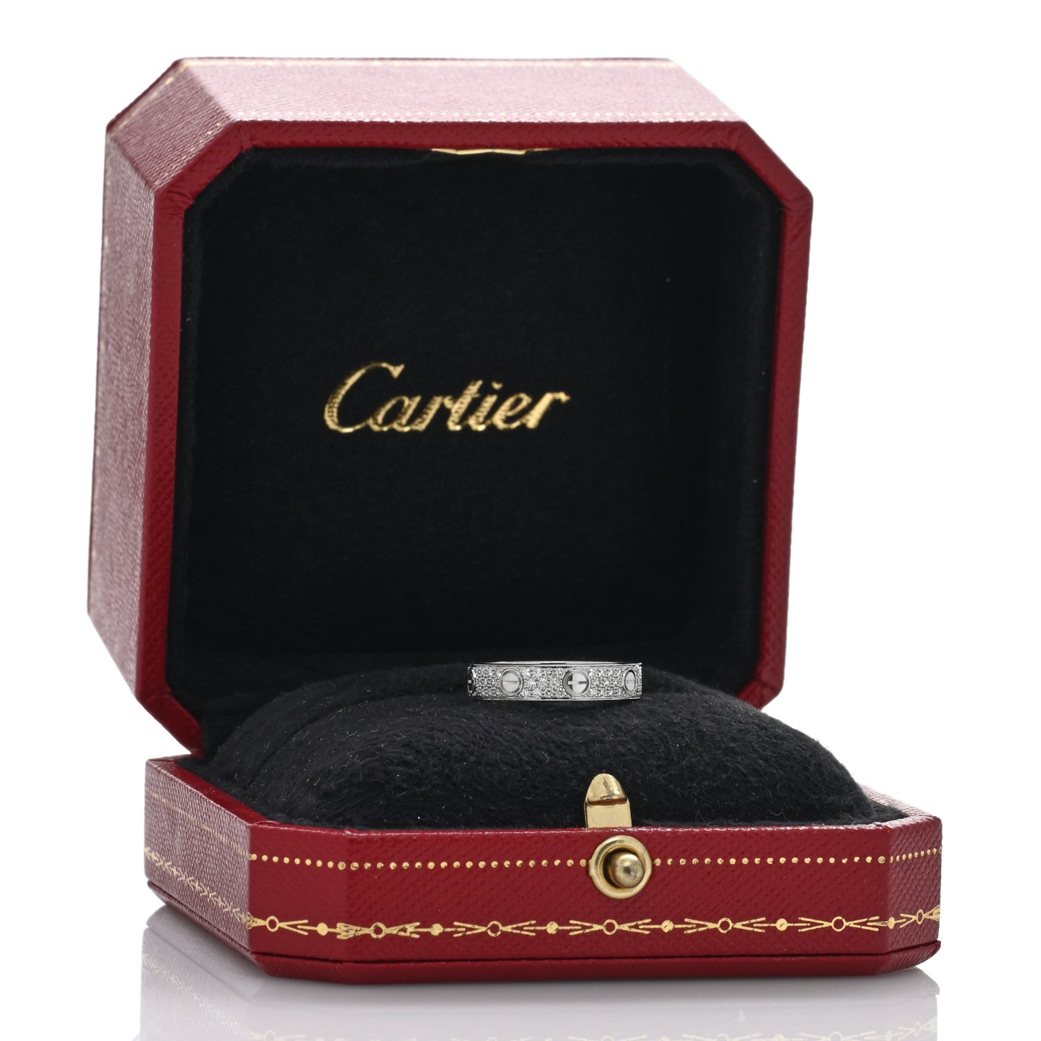 Cartier 18K White Gold Diamond 4mm LOVE Wedding Paved Band Ring 50 5.25 5 of 5