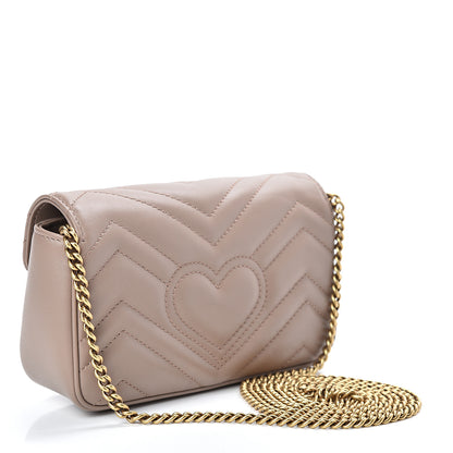Gucci Calfskin Matelasse Super Mini GG Marmont Shoulder Bag Porcelain Rose 3 of 10