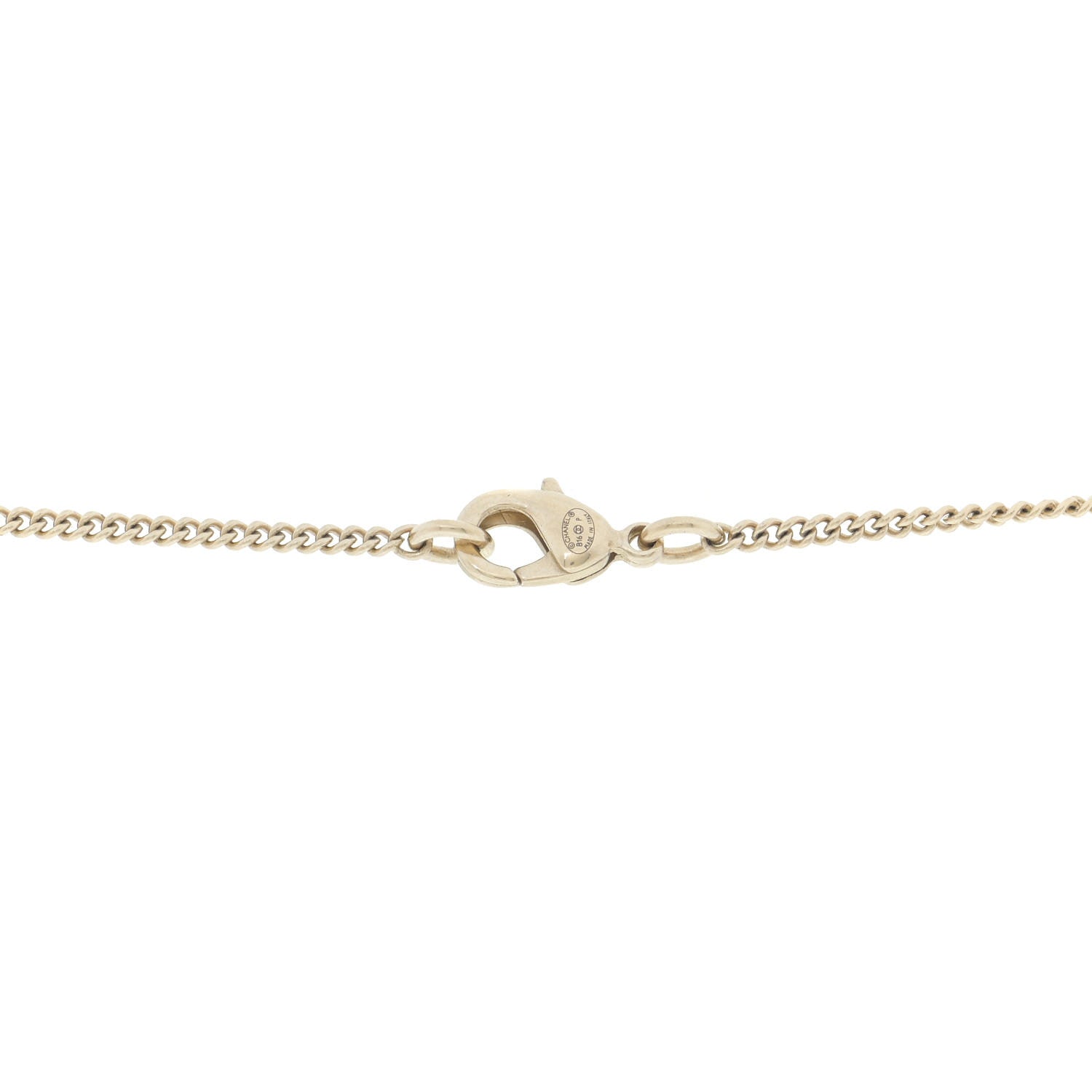 Chanel Metal Quilted CC Pendant Necklace Gold White 6 of 7