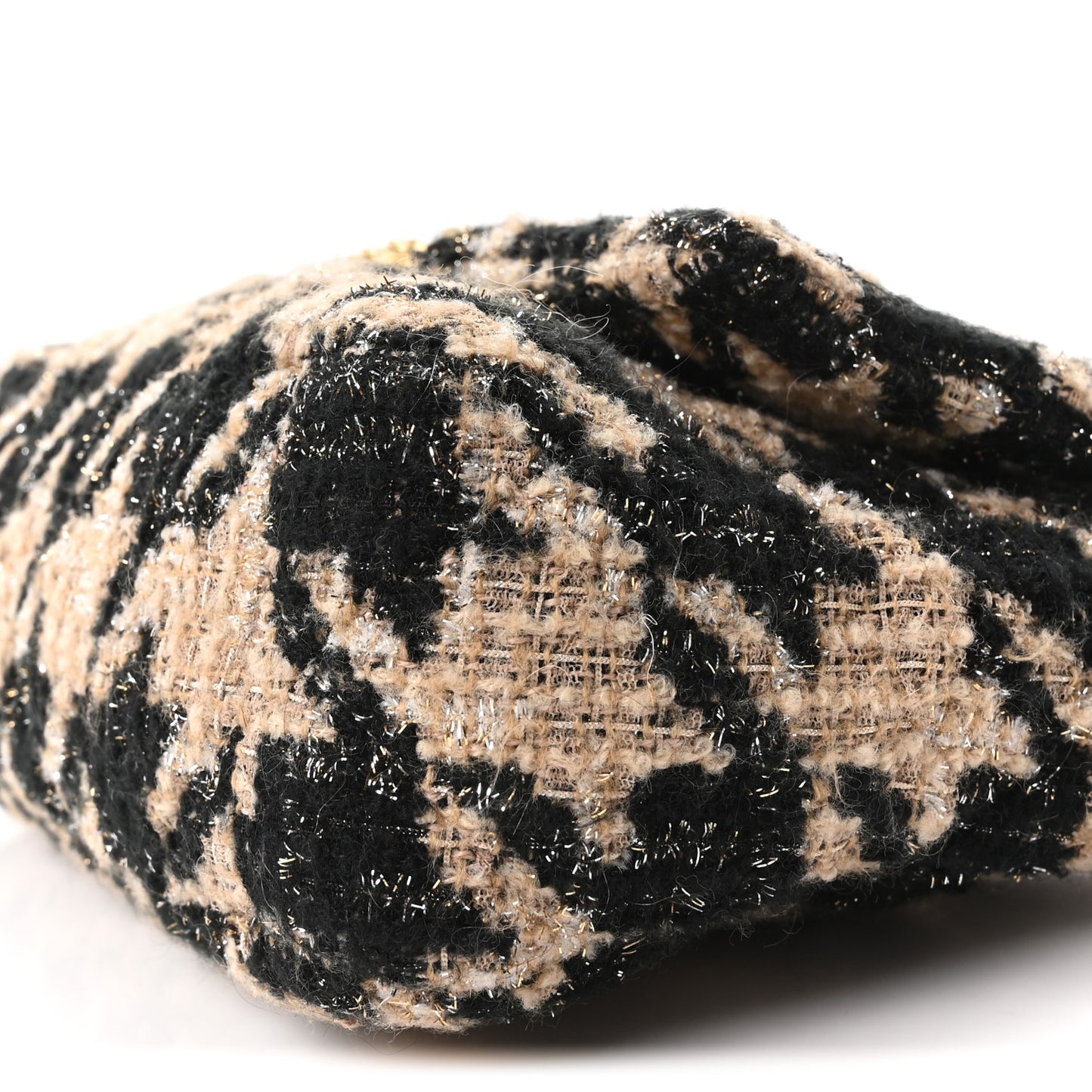 Tweed Houndstooth Quilted Medium Chanel 19 Flap Beige Black