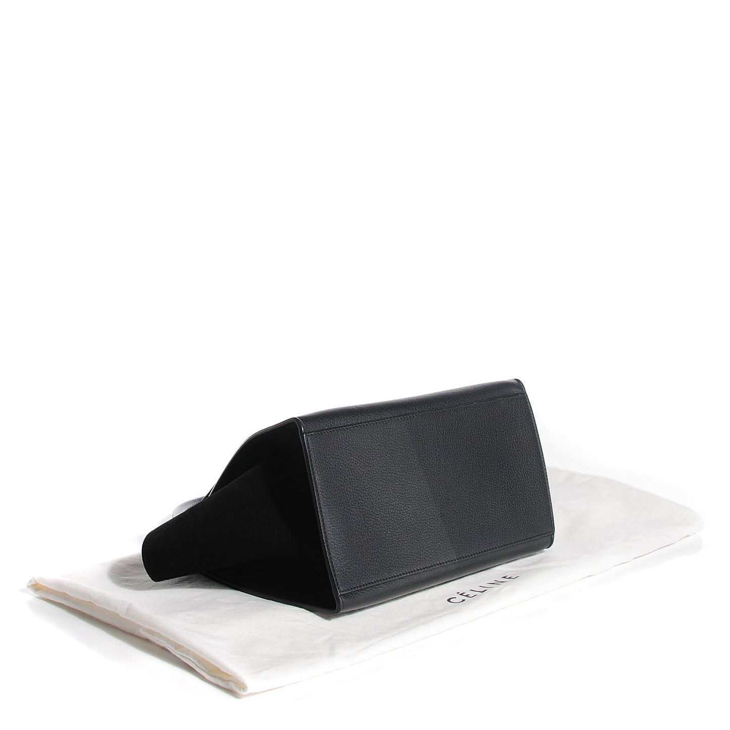 Drummed Calfskin Suede Small Trapeze Black