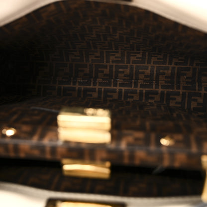 Fendi Vitello Seta Suede FF Mini Peekaboo Iconic Satchel  Uovo Sigaro Marrone 6 of 10