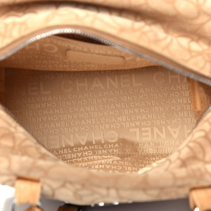 Chanel Suede Camellia Embossed Bowling Bag Beige 5 of 11