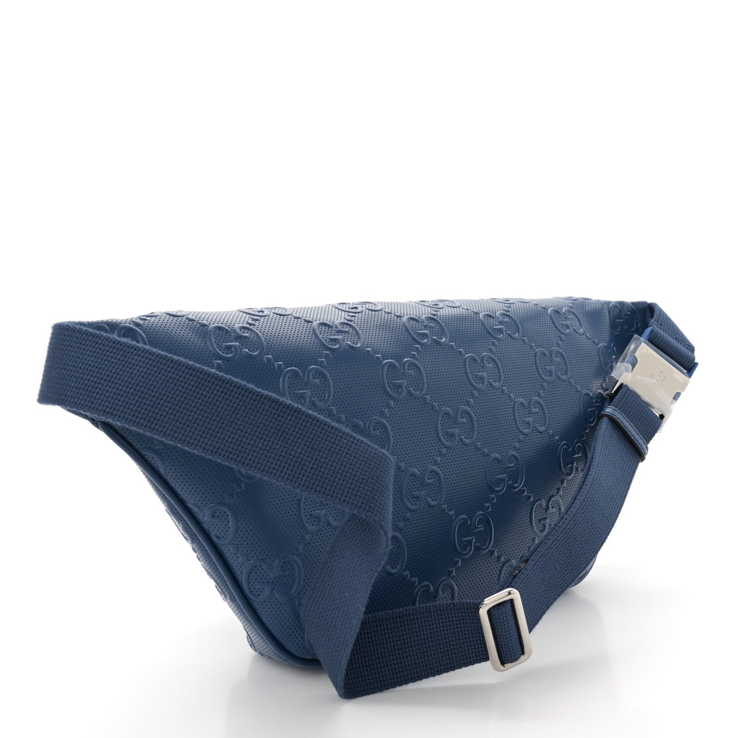 Calfskin GG Tennis Embossed Pocket Belt Bag 90 Intense Metal Blue