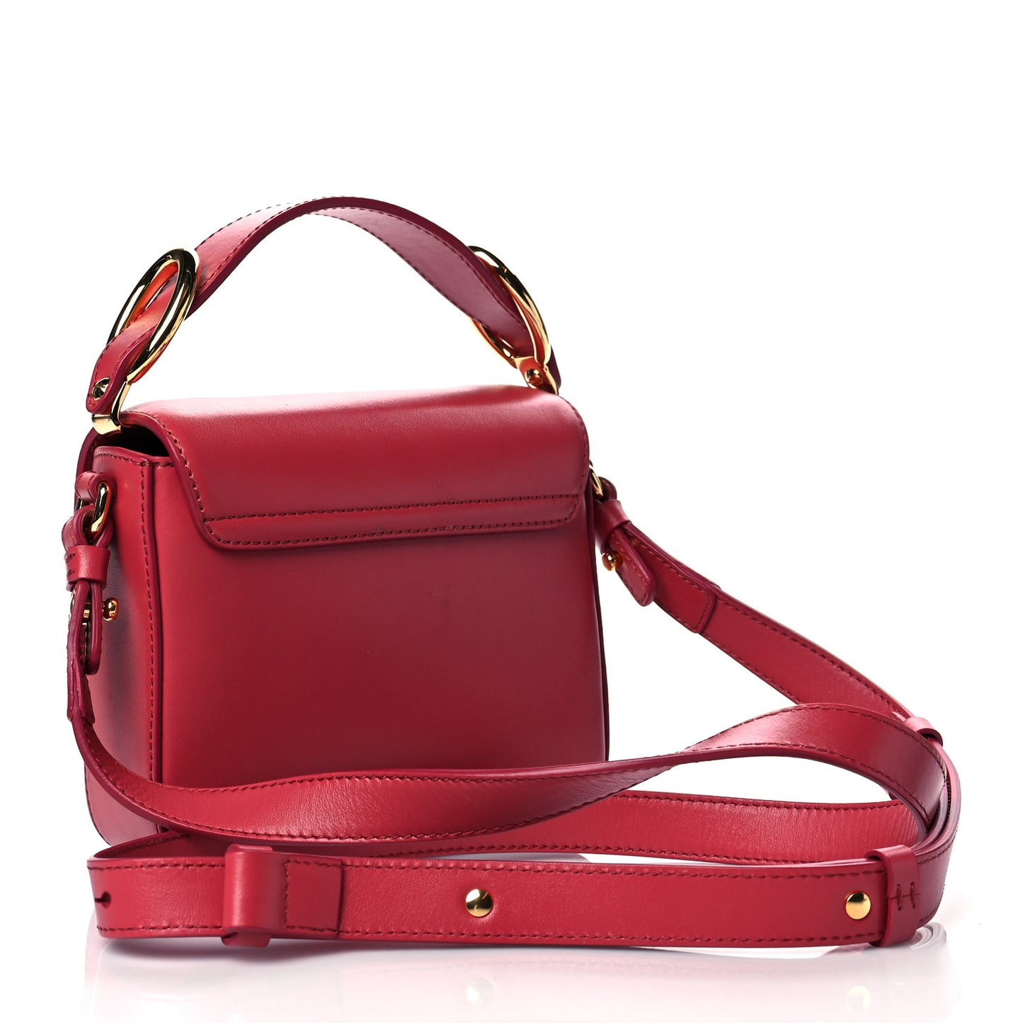 Shiny Calfskin Suede Mini C Double Carry Scarlet Pink