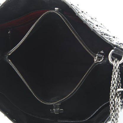 Valentino Garavani Craquele Nappa Rockstud Spike Shoulder Tote Black 5 of 9