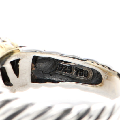 David Yurman Sterling Silver 18K Yellow Gold Diamond Black Onyx 10mm Cable Capri Ring 53 6.5 4 of 4