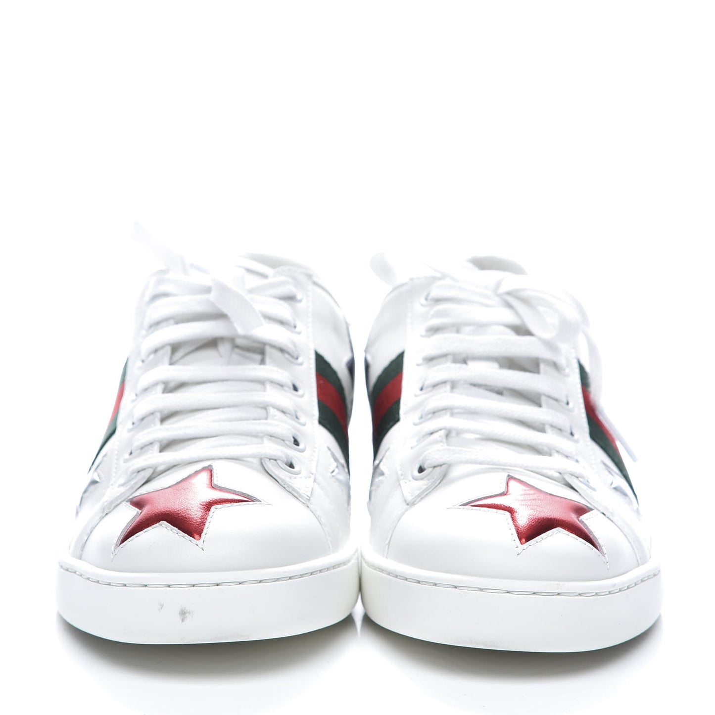 Calfskin Ayers Web Star Embroidered Womens Ace Sneakers 37.5 White Multi