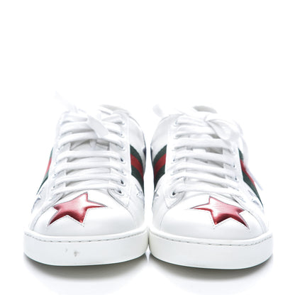 Gucci Calfskin Ayers Web Star Embroidered Womens Ace Sneakers 37.5 White Multi 2 of 11