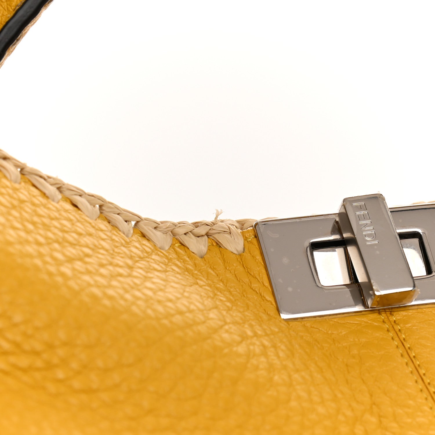 Fendi Cuoio Romano Selleria Raffia Bi-Color Woven Medium Peekaboo X-Lite Sunflower Paglia 22 of 25