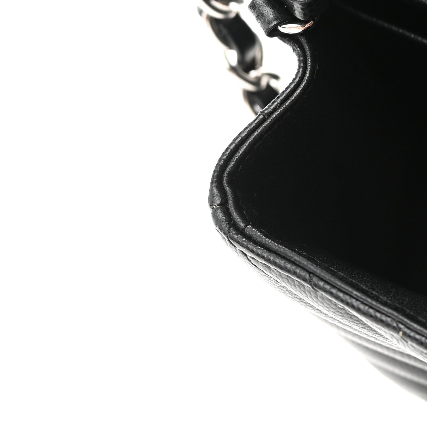 Caviar Chevron Quilted Mini Square Flap Black