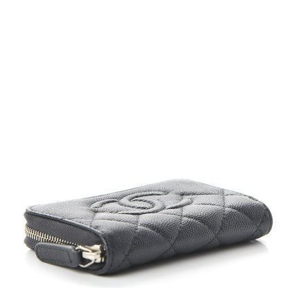 Chanel Metallic Caviar Quilted CC Zip Around Coin Purse Wallet Dark Grey 4 of 11