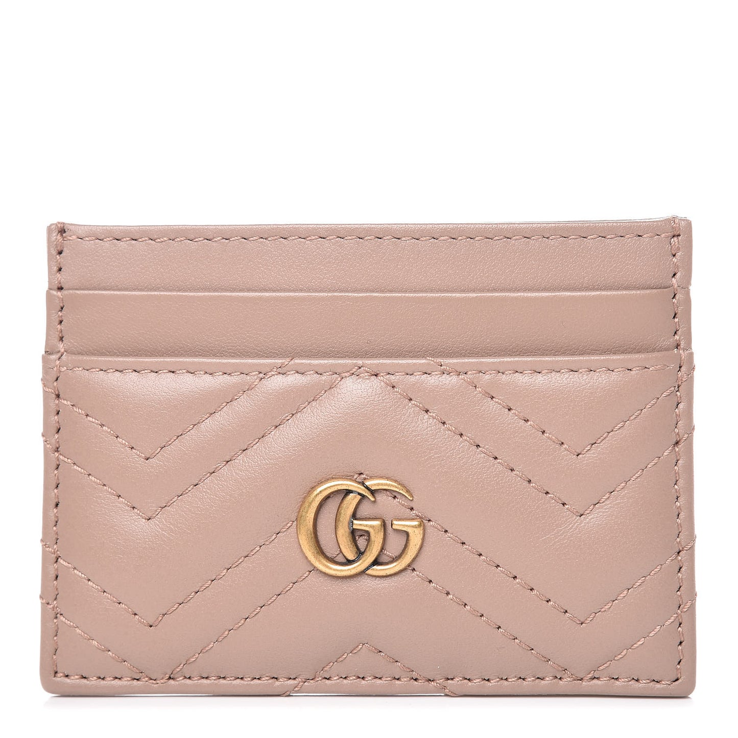 Calfskin Matelasse GG Marmont Card Holder Porcelain Rose