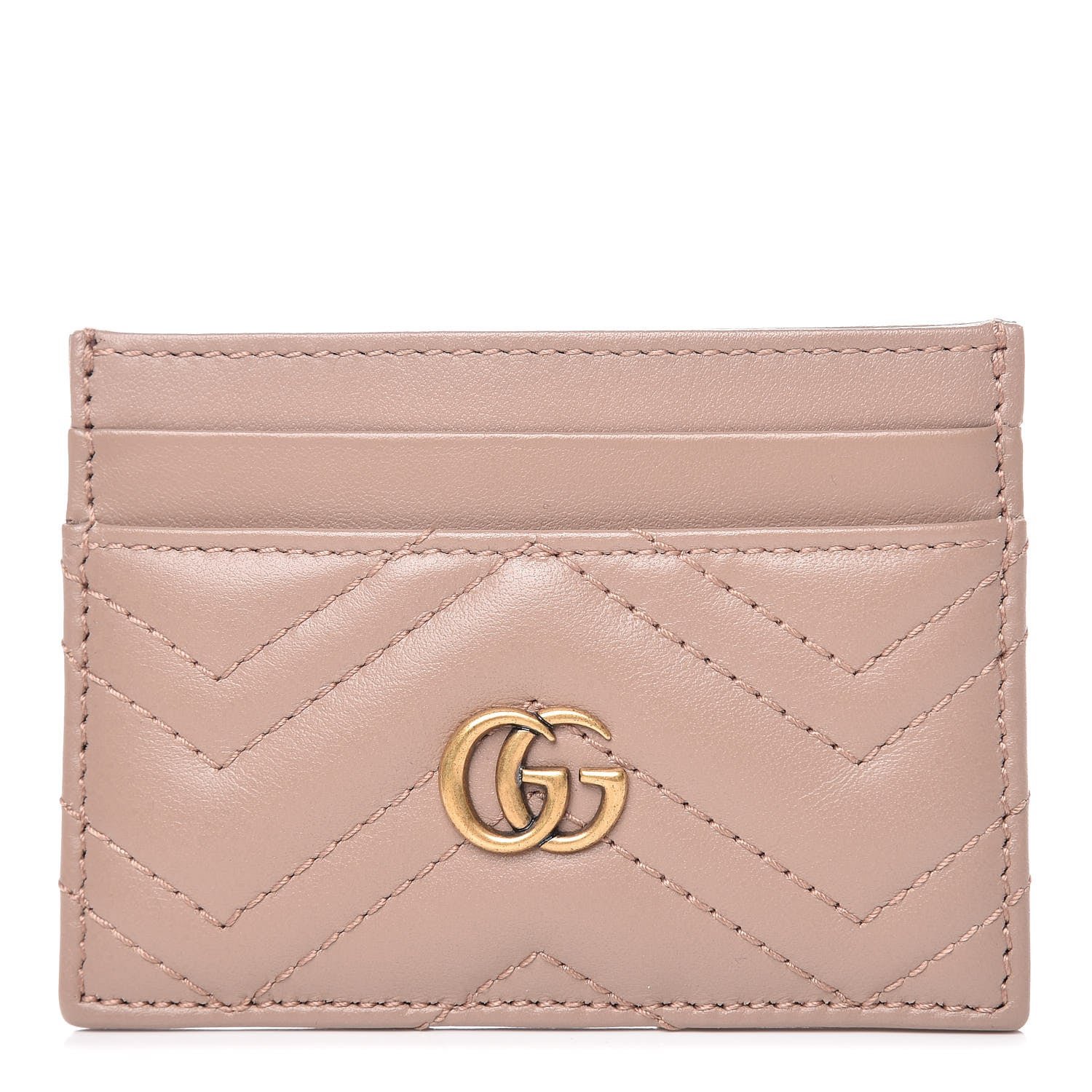 Gucci Calfskin Matelasse GG Marmont Card Holder Porcelain Rose 1 of 7