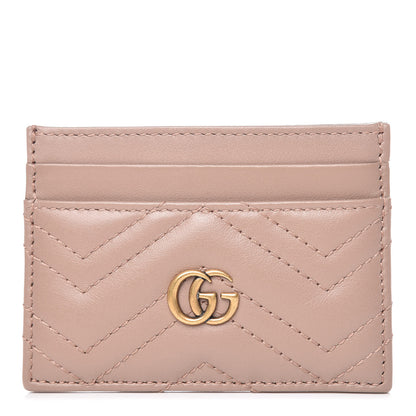 Gucci Calfskin Matelasse GG Marmont Card Holder Porcelain Rose 1 of 7
