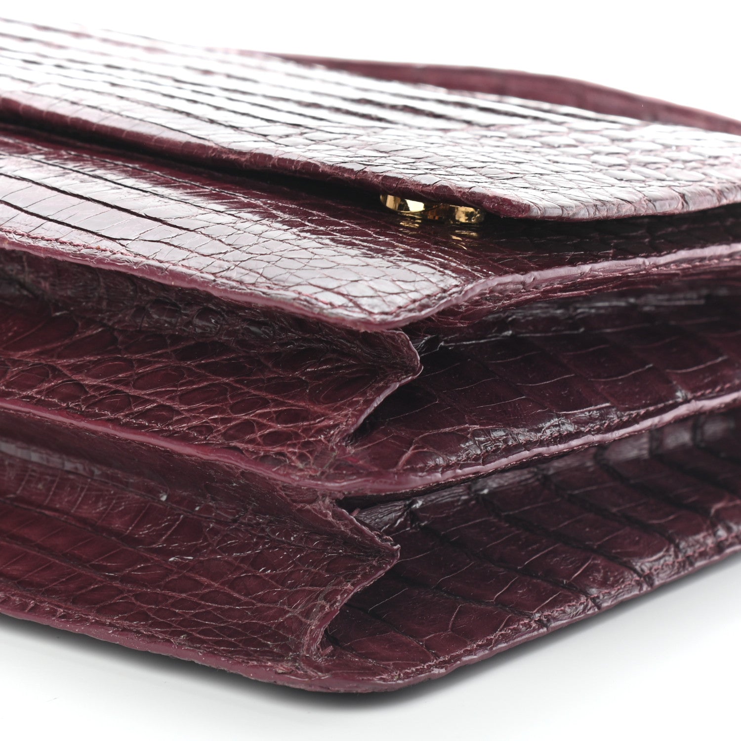 Nancy Gonzalez Crocodile Top Handle Satchel Burgundy 7 of 8