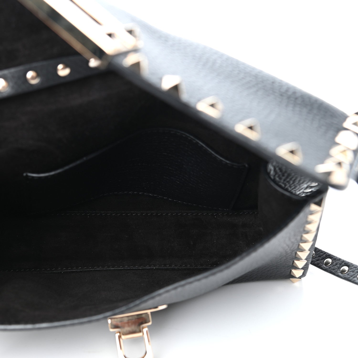 Valentino Garavani Pebbled Calfskin Medium Rockstud Flip Lock Crossbody Bag Black 5 of 10