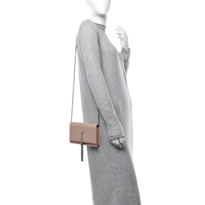 Saint Laurent Grain De Poudre Classic Monogram Kate Tassel Chain Wallet Pale Pink 2 of 10