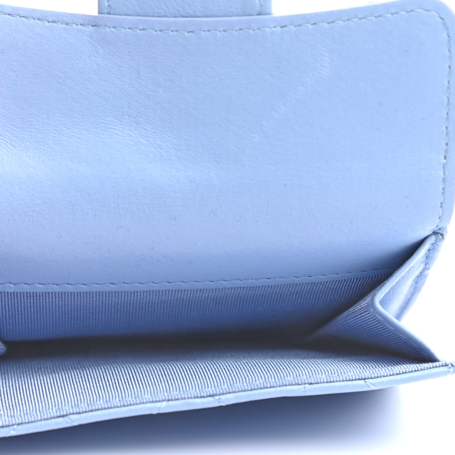 Lambskin Quilted Double Flap Wallet Light Blue