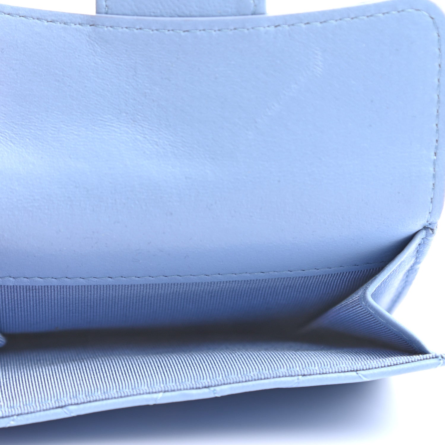 Chanel Lambskin Quilted Double Flap Wallet Light Blue 6 of 8