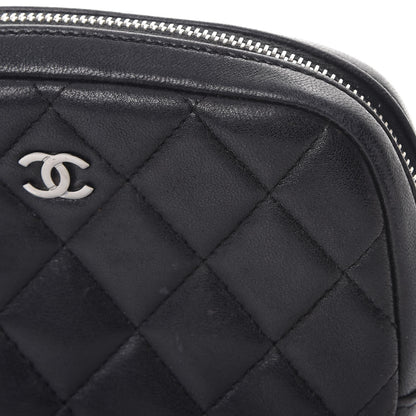 Chanel Lambskin Quilted Small Curvy Pouch Cosmetic Case Black 8 of 10