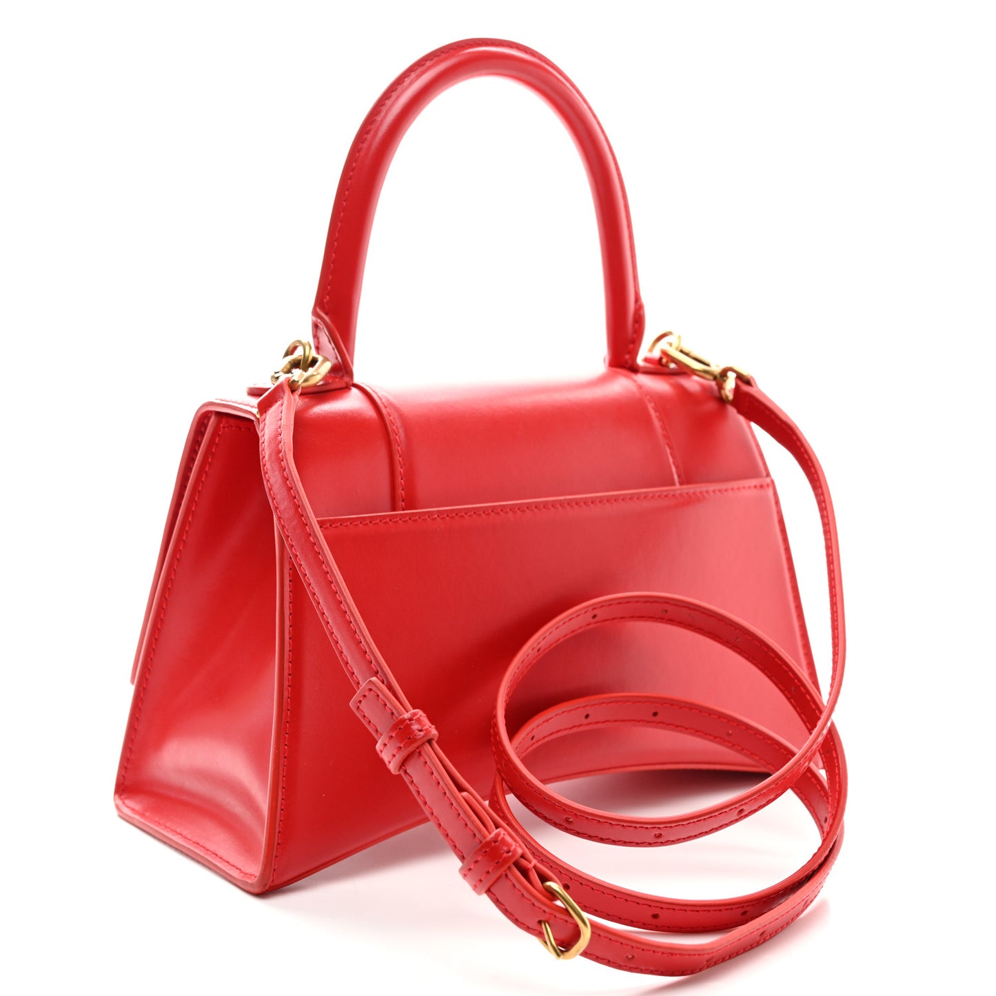 Shiny Box Calfskin Small Hourglass Top Handle Bag Bright Red