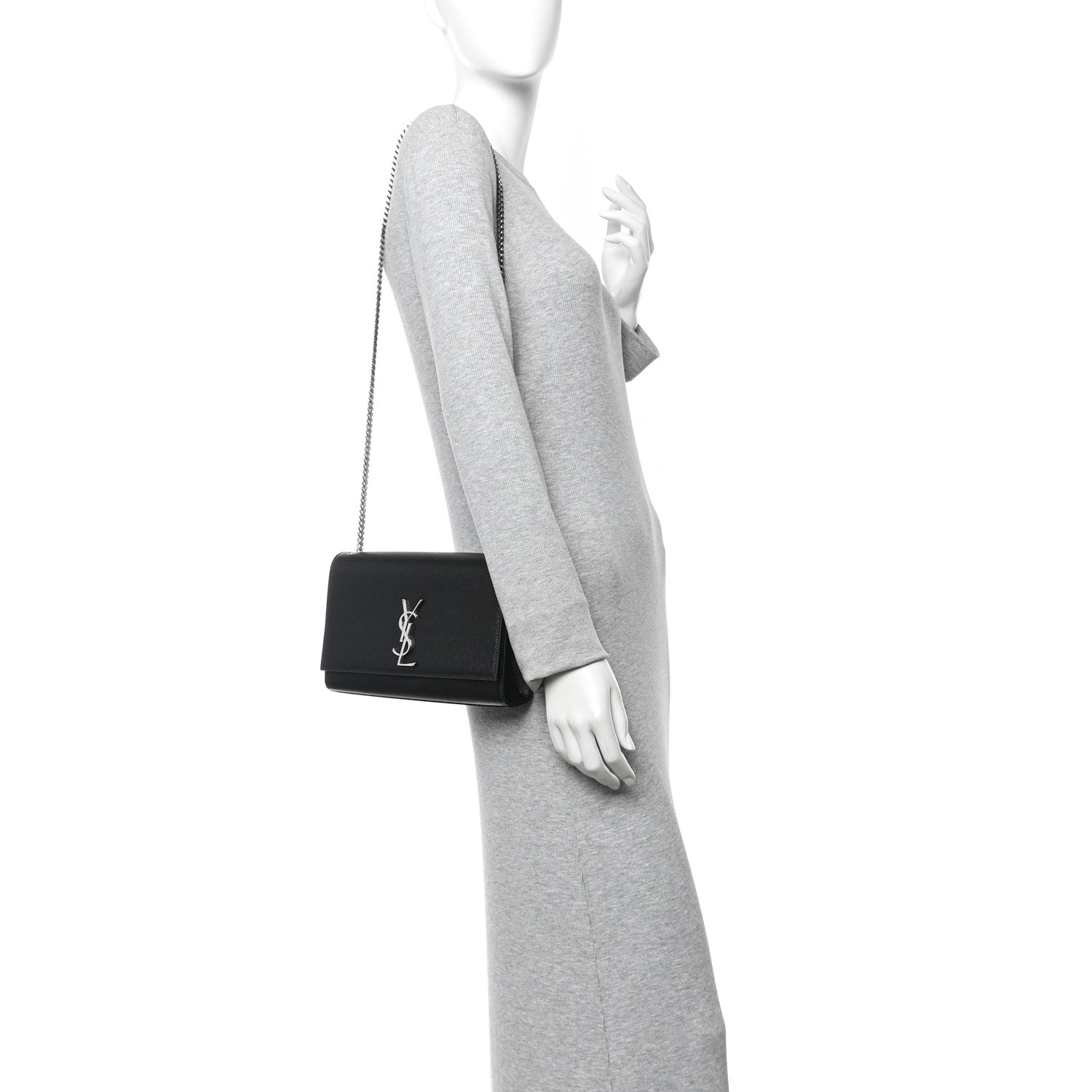 Saint Laurent Grain De Poudre Medium Classic Monogram Kate Satchel Black 2 of 11