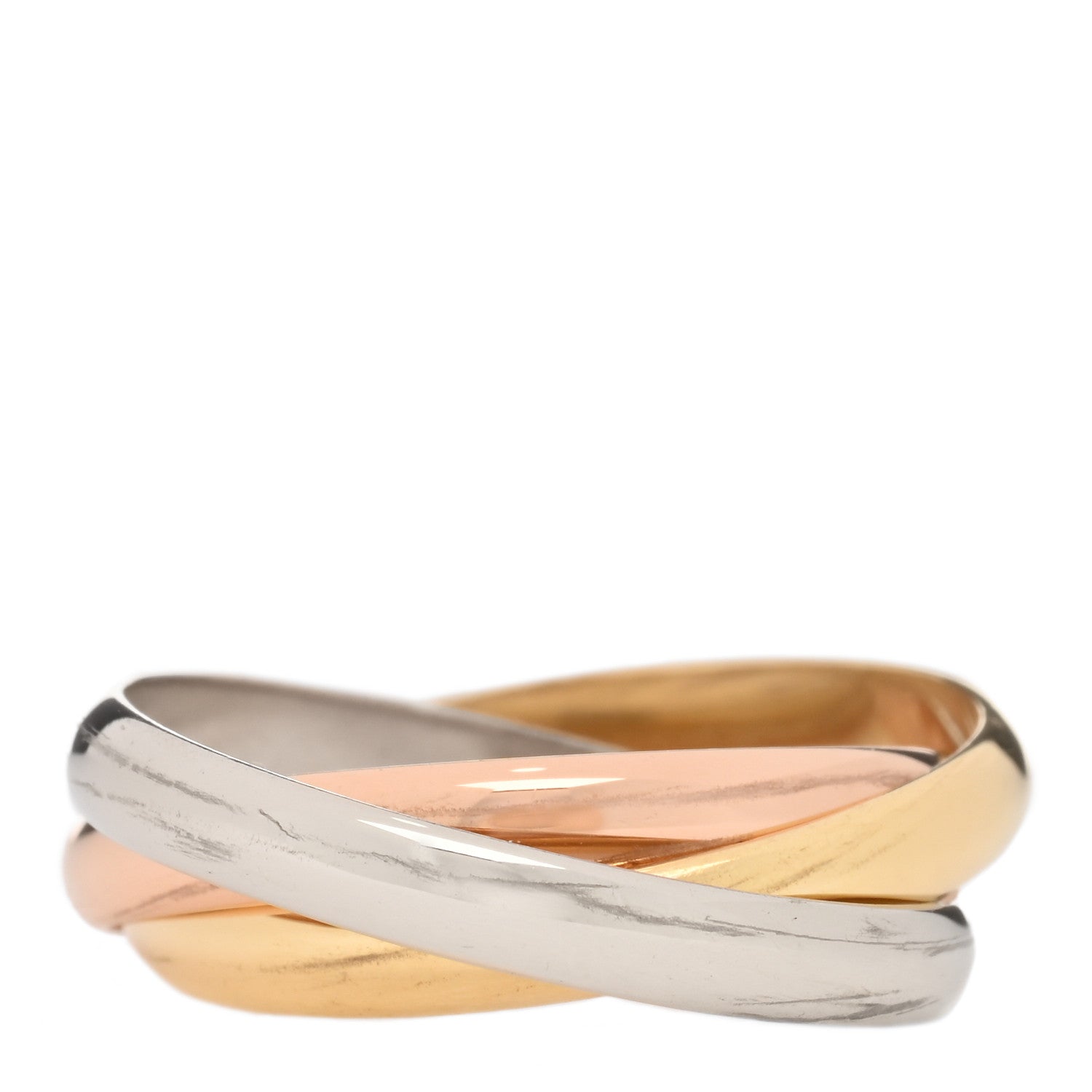 Cartier 18K Pink Yellow White Gold Small Trinity Ring 50 5.25 1 of 5