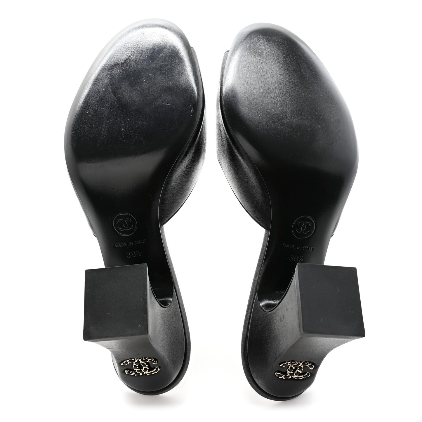 Lambskin CC Chain Mules 38.5 Black