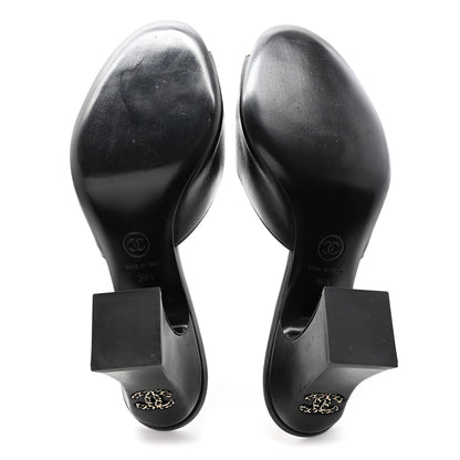 Chanel Lambskin CC Chain Mules 38.5 Black 6 of 9