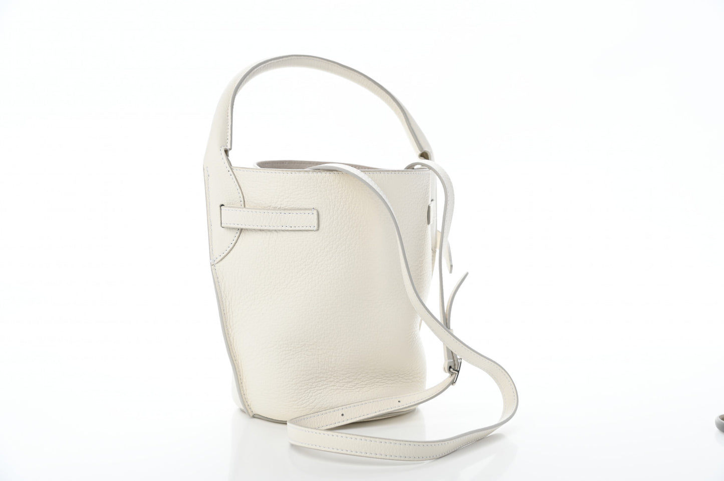 Supple Grained Calfskin Nano Big Bag Bucket White