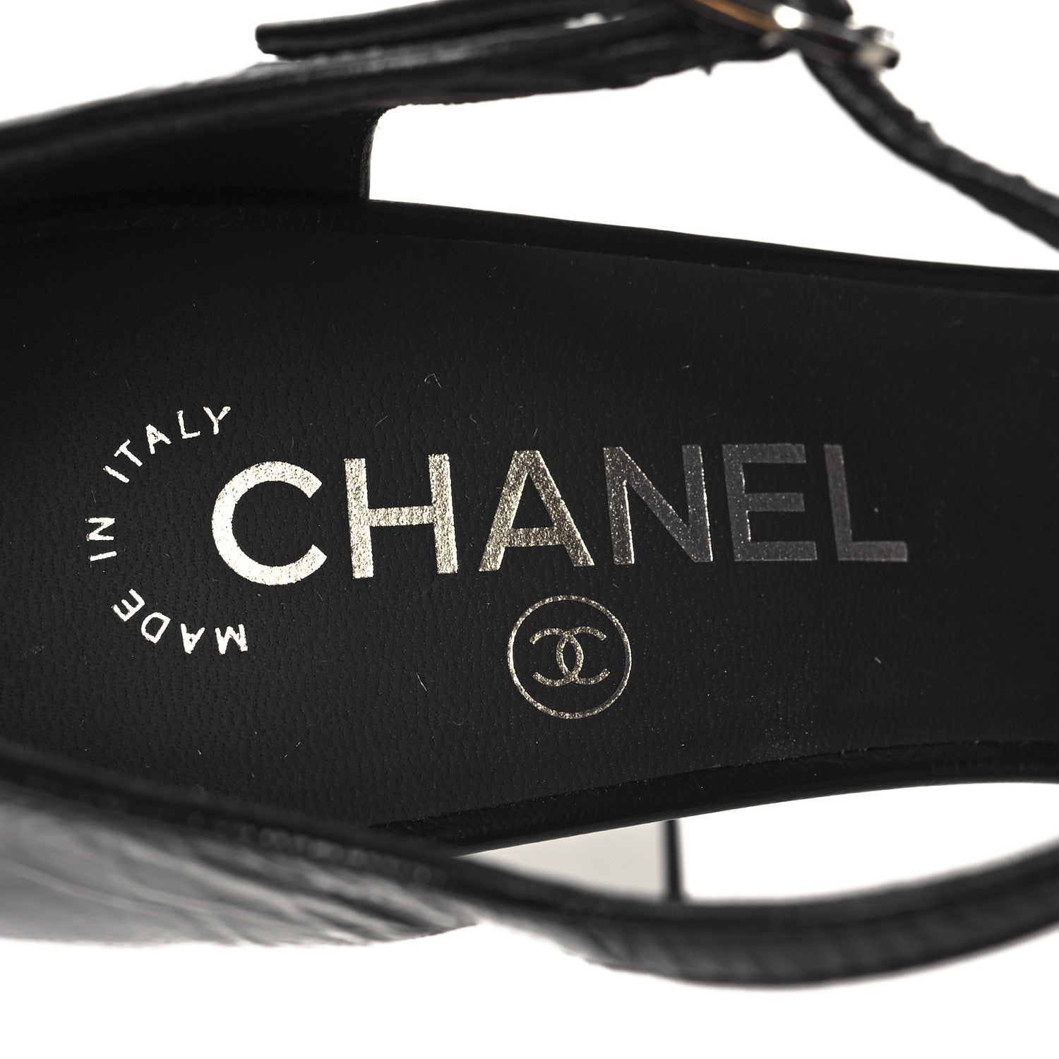 Chanel Shiny Lambskin Sandals 38.5 Black 8 of 9
