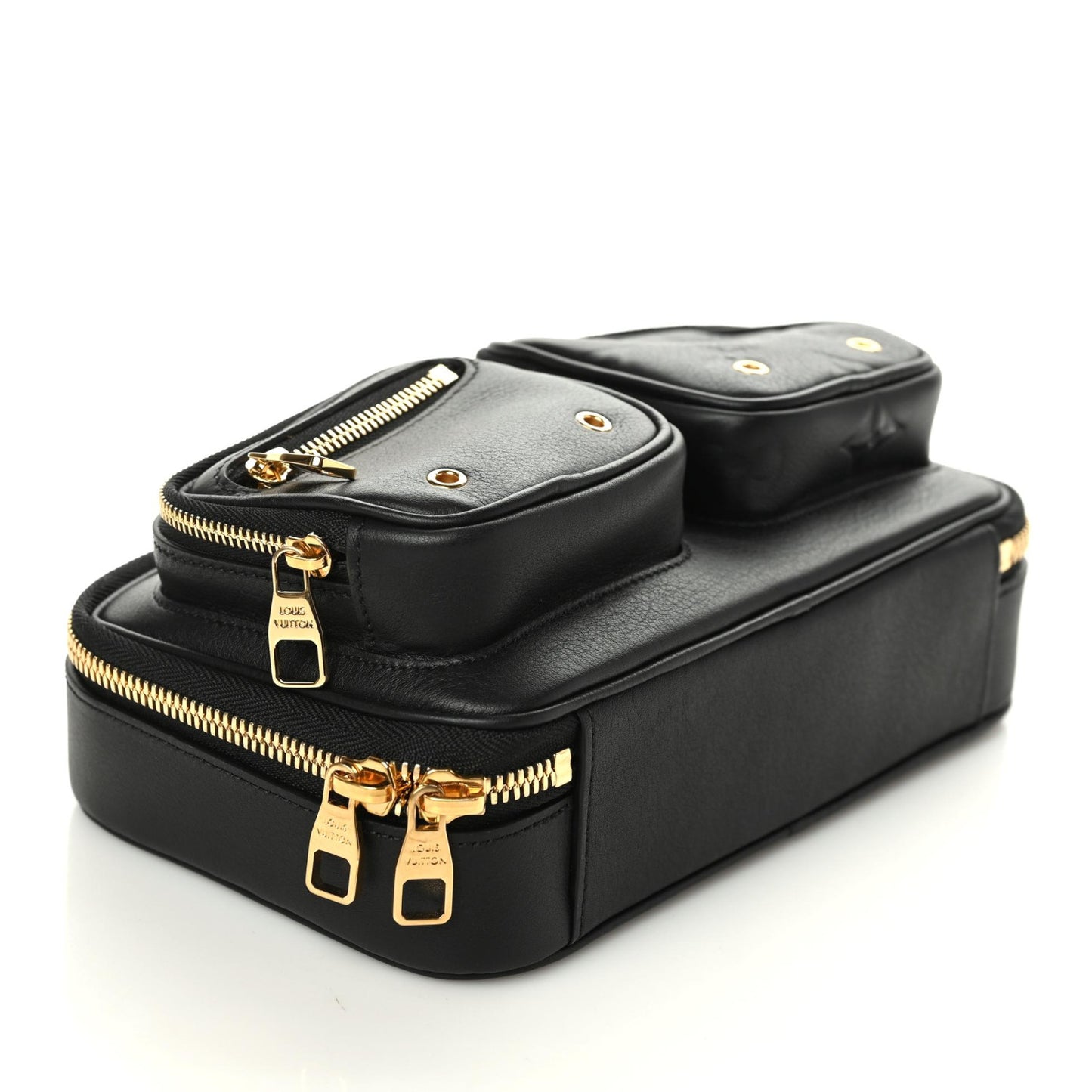 Calfskin Monogram Embossed Utility Bag Black