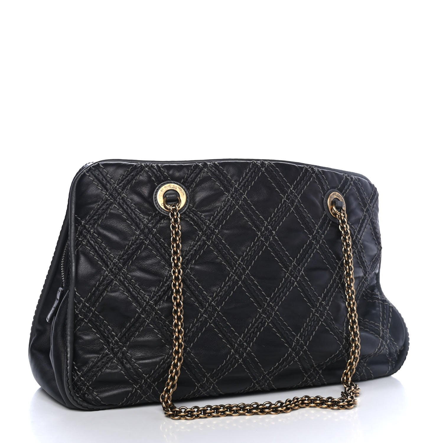 Chanel Calfskin Quilted Stitch Triptych Tote Black 2 of 4