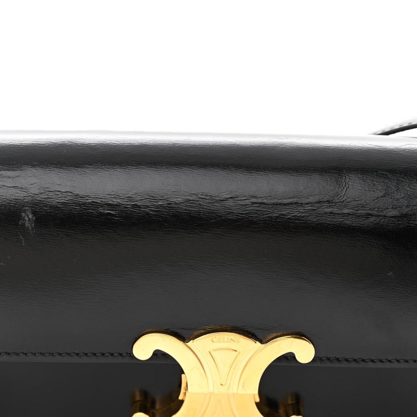 Shiny Calfskin Triomphe Shoulder Bag Black