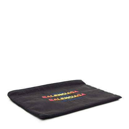 Balenciaga Nylon Embroidered Documents Case Milano Paris Los Angeles Black 4 of 7
