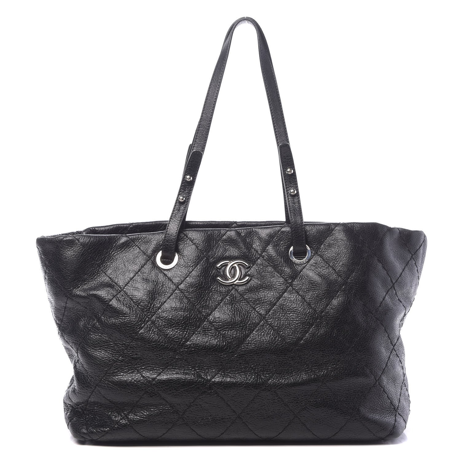 Chanel Glazed Calfskin Large On The Road Tote Black 1 of 10