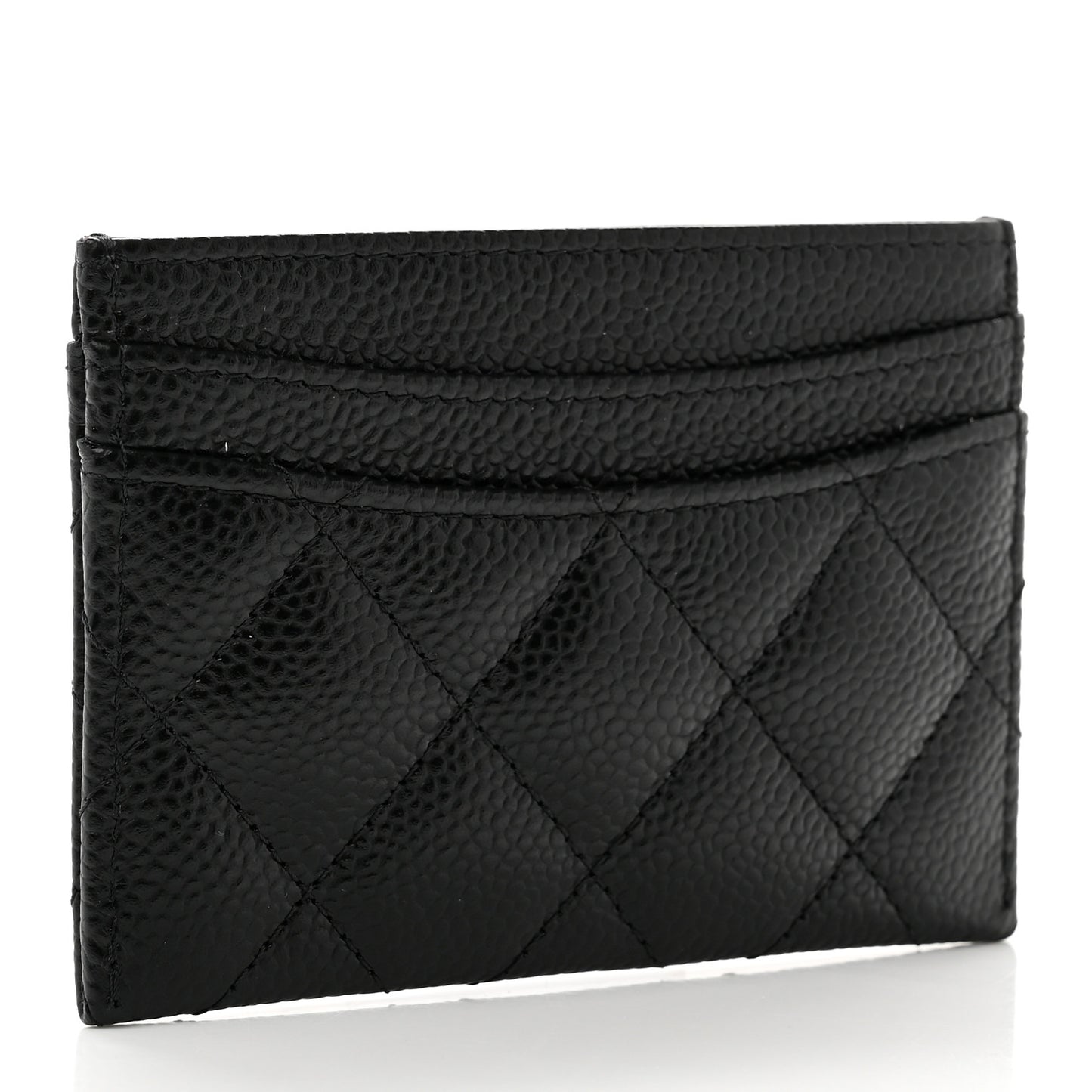 Caviar Quilted Card Holder Black
