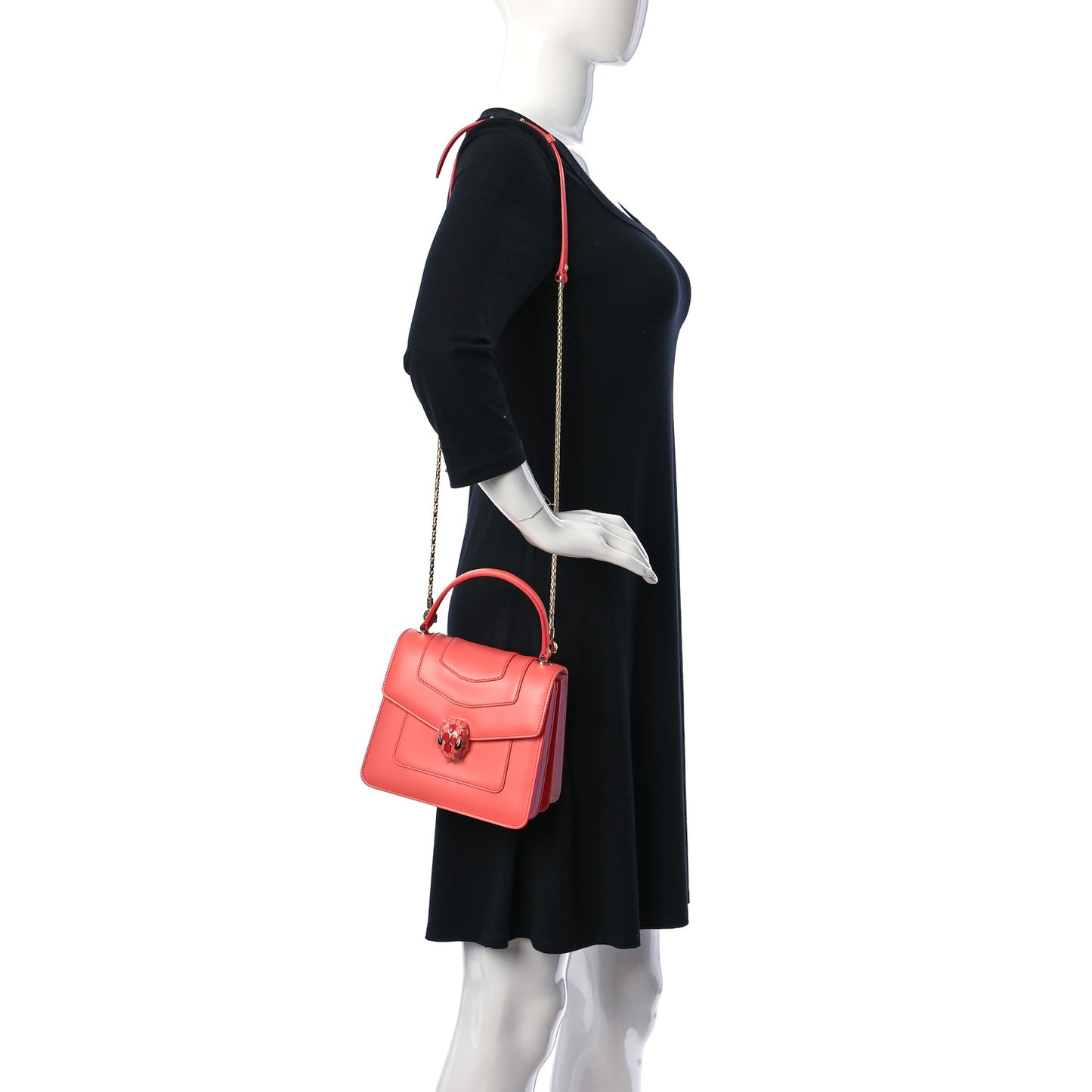 Calfskin Serpenti Forever Top Handle Silky Coral