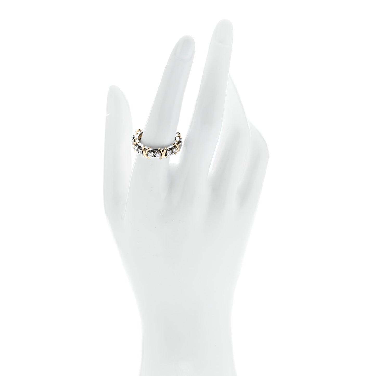 Platinum 18K Yellow Gold Diamond Schlumberger Sixteen Stone Ring 56 7.75