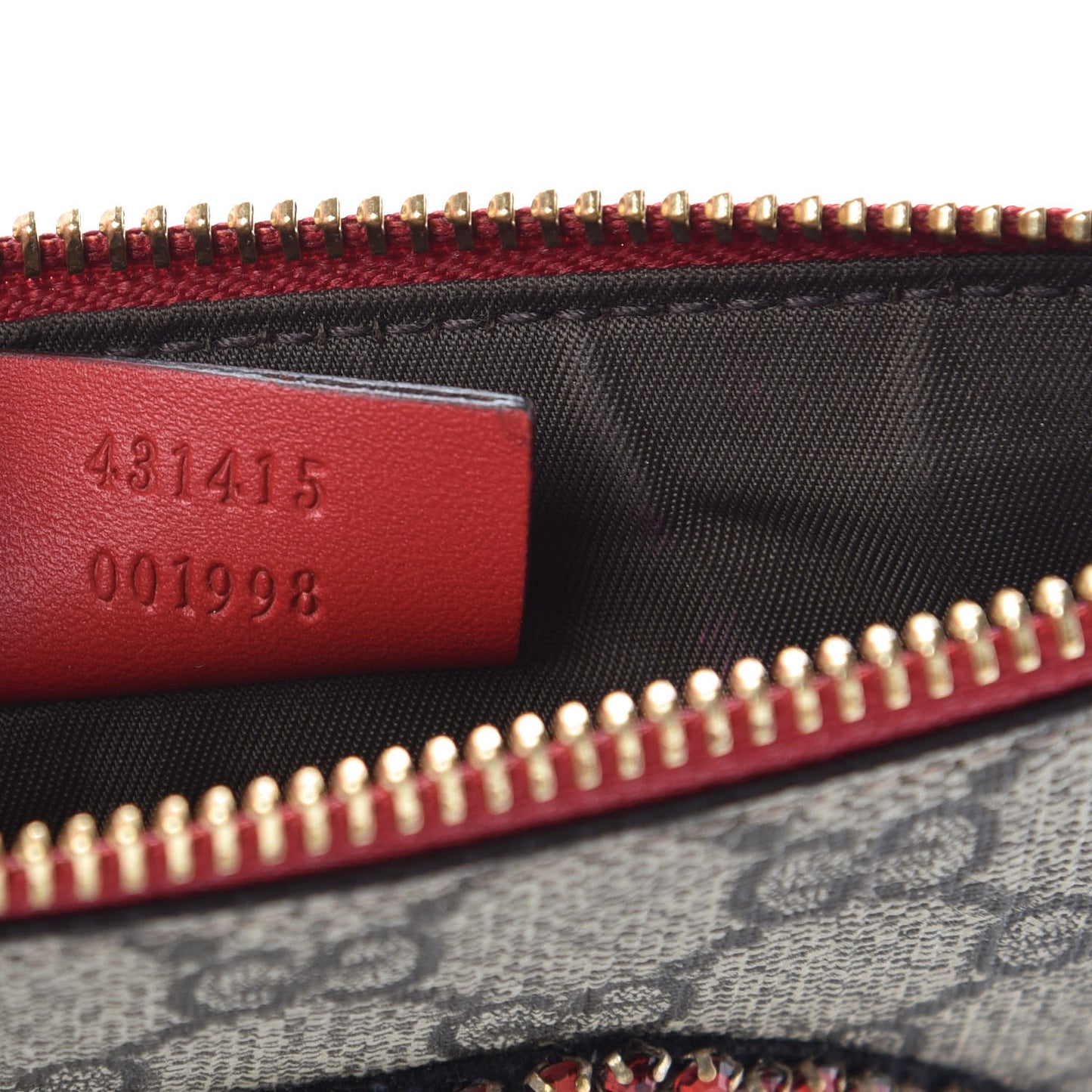 GG Supreme Monogram Merveilles Lips Zip Pouch Hibiscus Red
