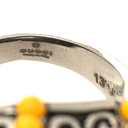 Gucci Pearl Beaded Spiked Ring 70 13 Silver Yellow 4 of 4