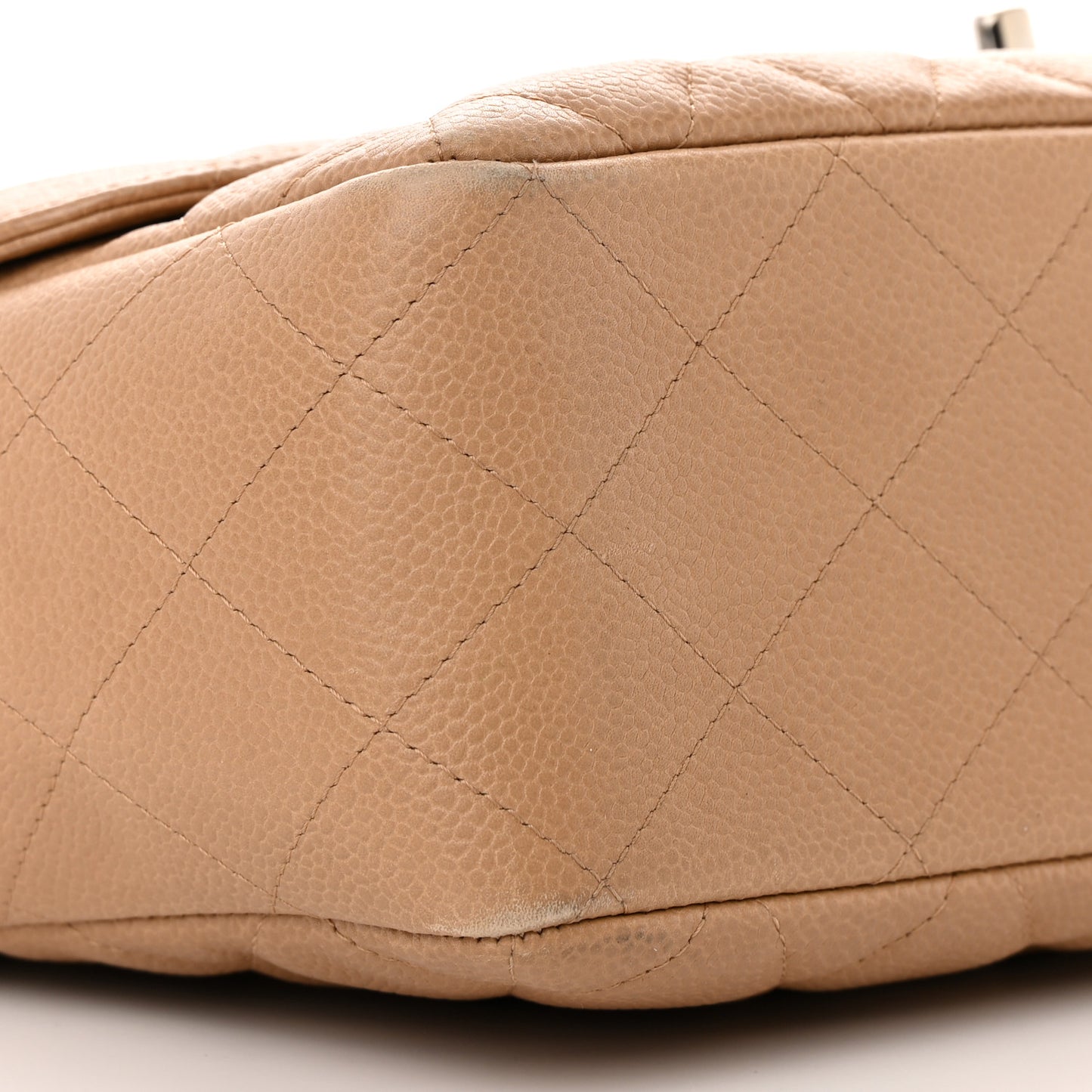 Caviar Quilted Jumbo Single Flap Beige