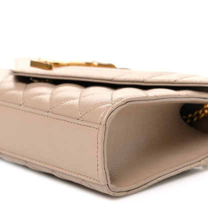 Saint Laurent Grain De Poudre Textured Mixed Matelasse Triquilt Small Monogram Satchel Dark Beige 10 of 10