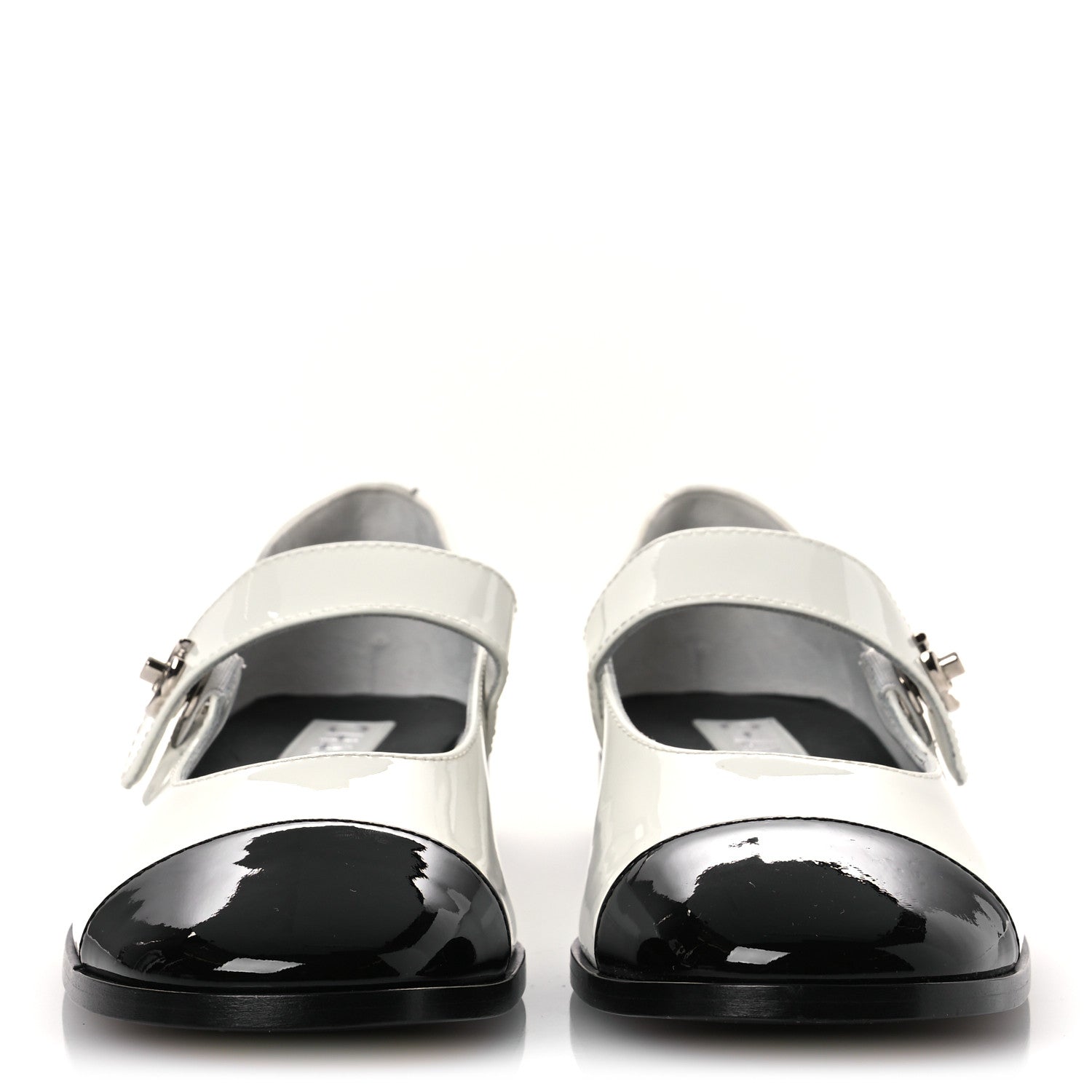 Chanel Patent Calfskin Mary Janes Flats 39 White Black 1778291
