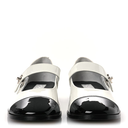 Chanel Patent Calfskin Mary Janes Flats 39 White Black 3 of 11